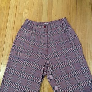 brandy melville pink plaid houndstooth wide leg pants